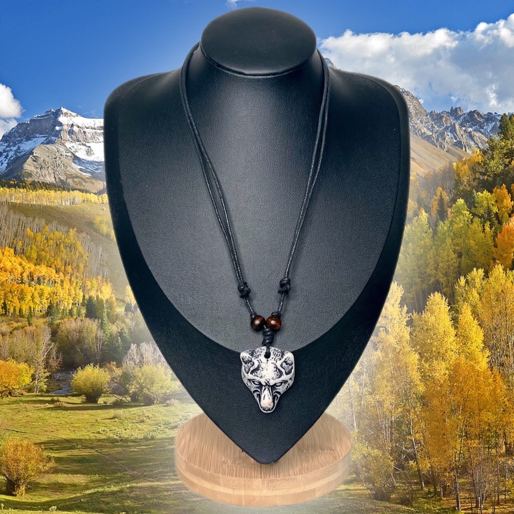 ✧ Men’s White Mountain Bear Adjustable Statement Necklace